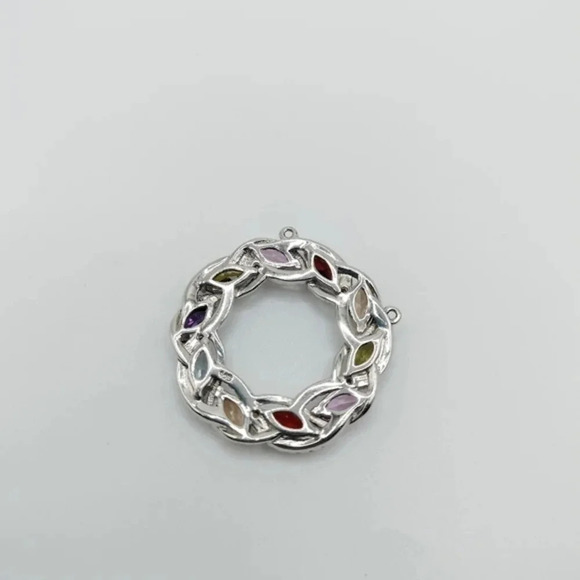 1" 925 Silver Multiple Colored Gemstone Fashion Pendant Rhinestones - Picture 2 of 4